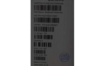 Lenovo 5CB1R83567 C-Cover with keyboard, French, Seashell, Non-FingerPrint, Non-Puresight Logo, US