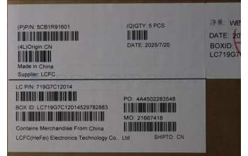 Lenovo 5CB1R91601 C-Cover with keyboard, Slovenian, Luna Grey, DIS, UK