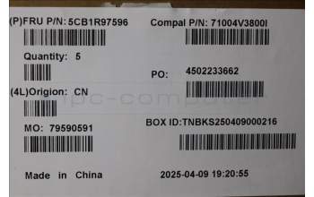 Lenovo 5CB1R97596 C-Cover with keyboard, US English Euro, Tidal Teal, US