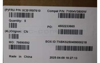 Lenovo 5CB1R97610 C-Cover with keyboard, Nordic, Tidal Teal, UK