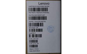Lenovo 5CB1R99782 C-Cover with keyboard, US English Euro, Seashell, Non-FingerPrint, Non-Puresight Logo, US