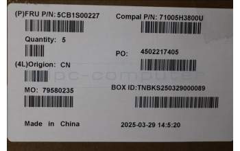 Lenovo 5CB1S00227 C-Cover with keyboard, German, Tidal Teal, Puresight Logo, UK