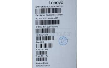 Lenovo 5CB1S01172 C-Cover with keyboard, Italian, Luna Grey, Backlight, Non-FingerPrint, UK