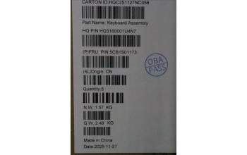 Lenovo 5CB1S01173 C-Cover with keyboard, Spanish, Luna Grey, Backlight, Non-FingerPrint, UK