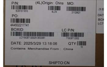 Lenovo 5CB1S11810 Cover 83F5, Hinge CAP L+R, Black