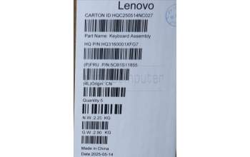 Lenovo 5CB1S11855 C-Cover with keyboard, Belgian, Luna Grey, Backlight, UK