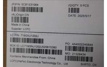 Lenovo 5CB1S31064 C-Cover with keyboard, English, Eclipse Black, White Backlight, Painting, US