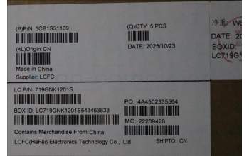 Lenovo 5CB1S31109 C-Cover with keyboard, US English Euro, Eclipse Black, White Backlight, US