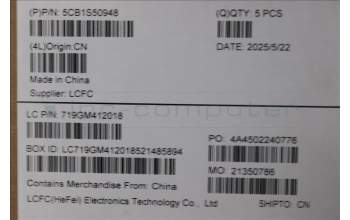 Lenovo 5CB1S50948 C-Cover with keyboard, Hebrew, Luna Grey, US