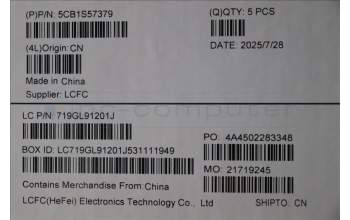 Lenovo 5CB1S57379 C-Cover with keyboard, French, ClickPad, w/Screw, US