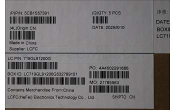 Lenovo 5CB1S57391 C-Cover with keyboard, UK English, ClickPad, w/Screw, UK