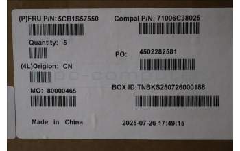 Lenovo 5CB1S57550 C-Cover with keyboard, German, RGB Backlight, UK