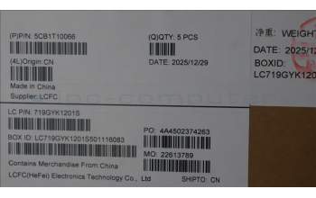 Lenovo 5CB1T10066 C-Cover with keyboard, US English Euro, White Backlight, US