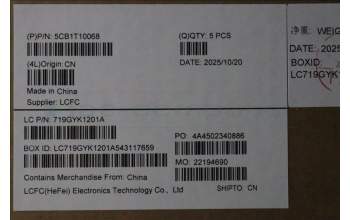 Lenovo 5CB1T10068 C-Cover with keyboard, UK English, White Backlight