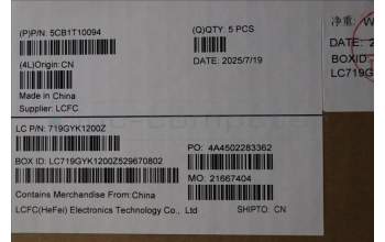 Lenovo 5CB1T10094 C-Cover with keyboard, Czech Slovakian, RGB Backlight, UK