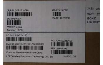 Lenovo 5CB1T10098 C-Cover with keyboard, UK English, RGB Backlight, UK