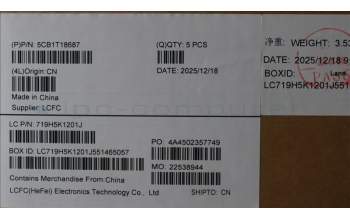 Lenovo 5CB1T18687 C-Cover with keyboard, Belgian, Luna Grey, Backlight, UK