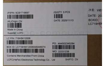 Lenovo 5CB1T18697 C-Cover with keyboard, Greek, Luna Grey, Backlight, US