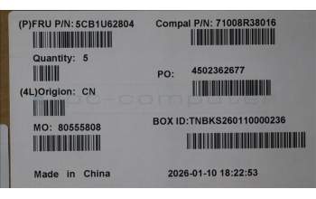 Lenovo 5CB1U62804 C-Cover with keyboard, English, 1-Zone RGB Backlight, US