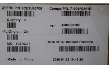 Lenovo 5CB1U63708 C-Cover with keyboard, Hungarian, 1-Zone RGB Backlight, UK