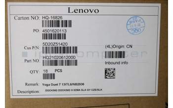 Lenovo 5D20Z51420 Keyboard External, Docking, Czech/Slovakian, Slate Grey, Backlight