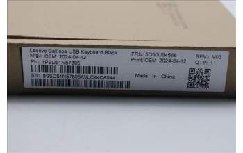 Lenovo 5D50U84566 Keyboard External,USB,USA English,Black