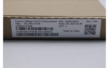 Lenovo 5D50U84567 Keyboard External,USB,Ukraine,Black