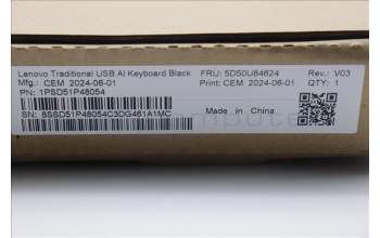 Lenovo 5D50U84624 AI Keyboard External,USB,Traditional Chinese,Black