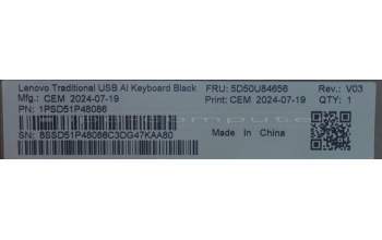Lenovo 5D50U84656 AI Keyboard External,USB,Slovenian,Black