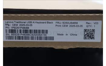 Lenovo 5D50U84658 AI Keyboard External,USB,Lithuanian,Black