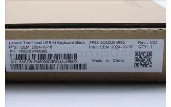Lenovo 5D50U84660 AI Keyboard External,USB,Estonian,Black