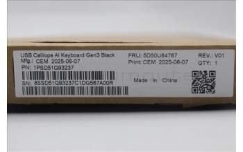 Lenovo 5D50U84767 AI Keyboard External, USB, US English, Black