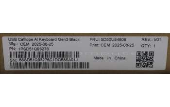 Lenovo 5D50U84806 AI Keyboard External, USB, Slovenian, Black