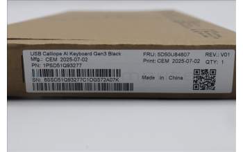 Lenovo 5D50U84807 AI Keyboard External, USB, Arabic, Black