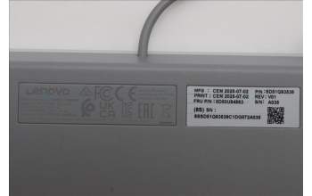 Lenovo 5D50U84863 Keyboard External, USB, US English, Cloud Grey