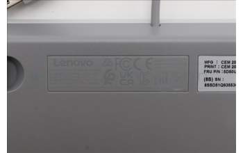 Lenovo 5D50U84877 Keyboard External, USB, German, Cloud Grey
