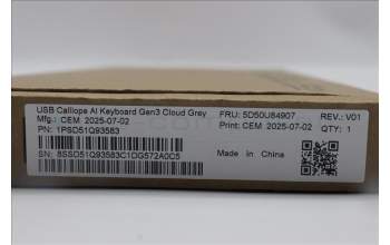 Lenovo 5D50U84907 Keyboard External, USB, Nordic, Cloud Grey