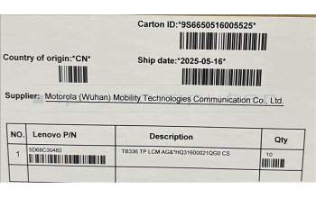Lenovo 5D68C30482 TB336 TP LCM AG&*HQ31600021QG0 CS