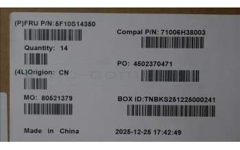 Lenovo 5F10S14350 Thermal module w/Fan 83JH