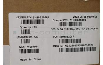 Lenovo 5H40S20664 HEATSINK Heatsink C 82SD DIS Robin