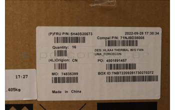 Lenovo 5H40S20673 Heatsink C 21DH UMA FCN