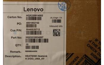 Lenovo 5H40S20712 HEATSINK Heatsink H 21DO_UMA_HY