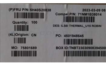 Lenovo 5H40S20838 Heatsink C 82XF U15 ROBIN