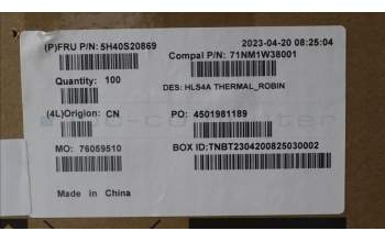 Lenovo 5H40S20869 Heatsink C 82XE ROBIN