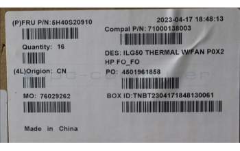 Lenovo 5H40S20910 HEATSINK Thermal module C 82XT FOFO P0X2
