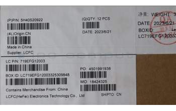 Lenovo 5H40S20922 Heatsink L 83AR DIS WEIHONG