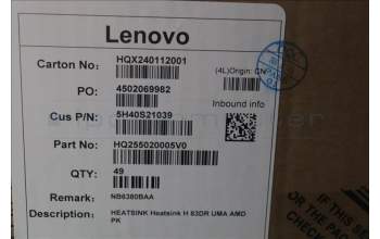 Lenovo 5H40S21039 Heatsink H 83DR UMA AMD PK