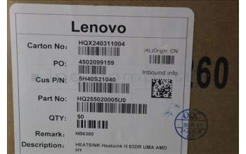 Lenovo 5H40S21040 Heatsink H 83DR UMA AMD HY