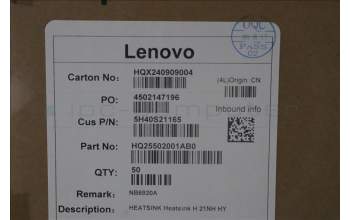 Lenovo 5H40S21165 Heatsink H 21NH HY