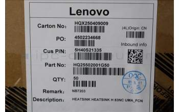 Lenovo 5H40S21335 HEATSINK H 83NC UMA_FCN
